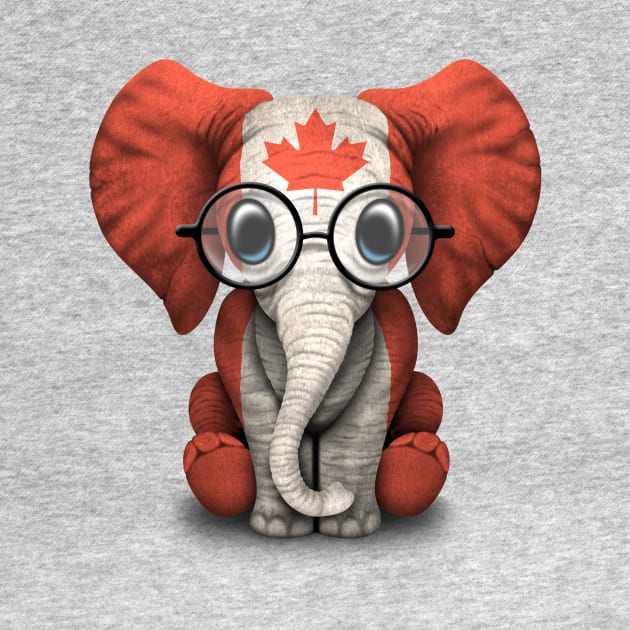 Baby Elephant with Glasses and Canadian Flag by jeffbartels